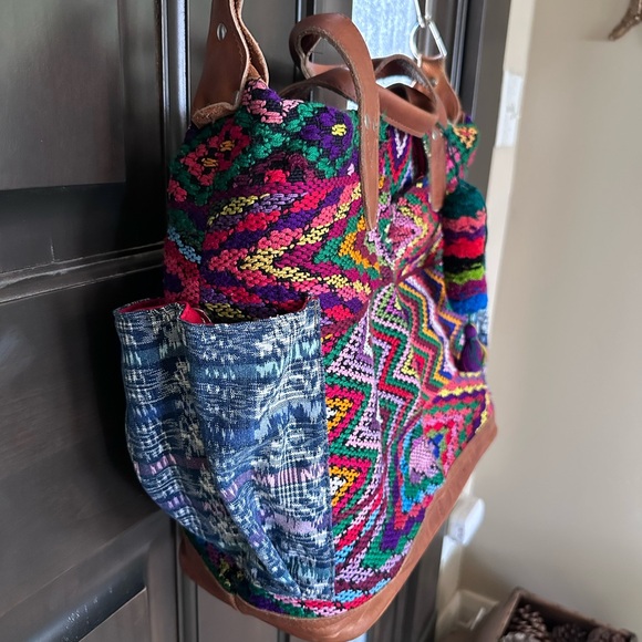Nena & Co Leather and Huipil Large Bag 16” x 13” - Picture 4 of 8